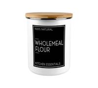Purely Home Inverted Minimalist Wholemeal Flour Storage Canister - Stylish Black & White Kitchen/home Large Enamel Jar With Lid Bakers Gift