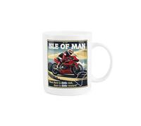 Purely Home Isle of Man TT Mug - Retro Poster Style Motorcycle Race Gift/Present - Tea/Coffee Hot Drinks White Bone China Cup