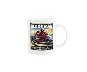 Purely Home Isle of Man TT Mug - Retro Poster Style Motorcycle Race Gift/Present - Tea/Coffee Hot Drinks White Bone China Cup