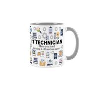 Purely Home It Technician Mug - Humorous Technical & Computer Support Job Themed Novelty Gift - Tea/coffee Hot Drinks Grey Ceramic Cup Present