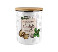 Purely Home Italian Pasta Conchiglie Enamel Large Kitchen Storage Canister With Bamboo Lid - Perfect For Gifting Or For Everyday Use
