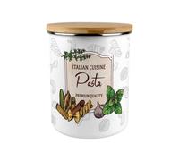 Purely Home Italian Pasta Enamel Large Kitchen Storage Canister With Bamboo Lid - Perfect For Gifting Or For Everyday Use
