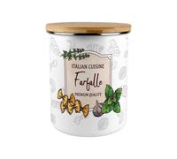 Purely Home Italian Pasta Farfalle Enamel Large Kitchen Storage Canister With Bamboo Lid - Perfect For Gifting Or For Everyday Use