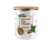 Purely Home Italian Pasta Fettucine Enamel Large Kitchen Storage Canister With Bamboo Lid - Perfect For Gifting Or For Everyday Use