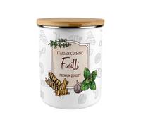 Purely Home Italian Pasta Fusilli Enamel Large Kitchen Storage Canister With Bamboo Lid - Perfect For Gifting Or For Everyday Use