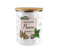 Purely Home Italian Pasta Macaroni Enamel Large Kitchen Storage Canister With Bamboo Lid - Perfect For Gifting Or For Everyday Use