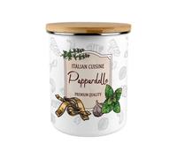 Purely Home Italian Pasta Pappardelle Enamel Large Kitchen Storage Canister With Bamboo Lid - Perfect For Gifting Or For Everyday Use