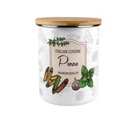 Purely Home Italian Pasta Penne Enamel Large Kitchen Storage Canister With Bamboo Lid - Perfect For Gifting Or For Everyday Use