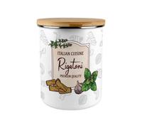 Purely Home Italian Pasta Rigatoni Enamel Large Kitchen Storage Canister With Bamboo Lid - Perfect For Gifting Or For Everyday Use