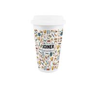 Purely Home Joiner Ceramic Travel Mug - Novelty Carpentry Themed Gifts - Double-Walled Insulated Hot/cold Drinks Cup Present