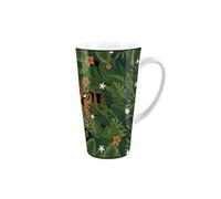 Purely Home Jungle Tiger Tall Latte Mug - Wild Animals Tropical Jungle Present/Gift - Ceramic Tea/Coffee Cup