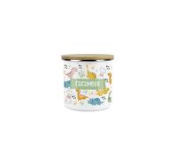 Purely Home Kids Mini Snack Pot - Lunchtime Dinosaurs Cucumber Storage Canister - Enamel Storage Container