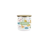 Purely Home Kids Mini Snack Pot - Lunchtime Dinosaurs Hummus Storage Canister - Enamel Storage Container