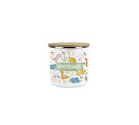Purely Home Kids Mini Snack Pot - Lunchtime Dinosaurs Raspberries Storage Canister - Enamel Storage Container