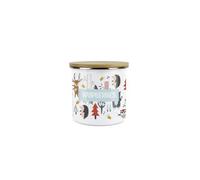 Purely Home Kids Mini Snack Pot - Lunchtime Forest Animals Raspberries Storage Canister - Enamel Storage Container