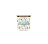 Purely Home Kids Mini Snack Pot - Lunchtime Musical Animals Raisins Storage Canister - White Metal Enamel Treats Storage Container