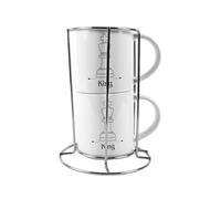 Purely Home King Stacking Mugs Set Gift - Black Playing Cards Ceramic Cups Set of 2 with Metal Stand, Classic Game Gifts for Couples