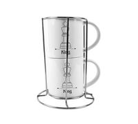 Purely Home King Stacking Mugs Set Gift - Black Playing Cards Ceramic Cups Set Of 2 With Metal Stand, Classic Game Gifts For Couples