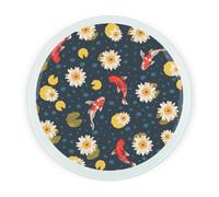 Purely Home Koi Fish Pond Round Worktop Protector - Textured Glass Chopping Board