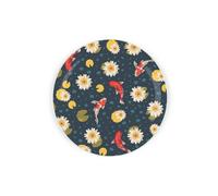 Purely Home Koi Fish Pond Textured Glass Round Trivet - Small Kitchen Chopping Board