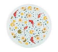 Purely Home Koi Fish Round Worktop Protector - Textured Glass Chopping Board