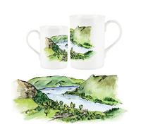 Purely Home Lake District Mug - British Landmarks Lake Windemere Design Mug by Rhiannon Chauncey - Bone China Mug Coffee/Tea Gift
