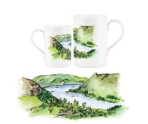 Purely Home Lake District Mug - British Landmarks Lake Windemere Design Mug - Tea/Coffee Bone China Cup Gift