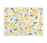 Purely Home Large Rectangular Watercolour Lemons Glass Chopping Board