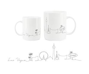 Purely Home Las Vegas City Skyline Collection - Fine Bone China Mug White Coffee/Tea Present Gift for Travel Lovers