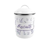 Purely Home Lavender Garden Large Metal Biscuits Canister - Stylish Floral Tin Kitchen Storage Jar/Caddy Gift With Lid & Handle