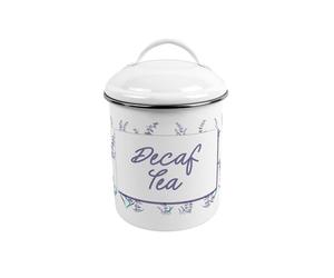 Purely Home Lavender Garden Medium-Sized Metal Decaf Tea Canister - Stylish Floral Tin Kitchen Storage Jar - Tea/Coffee/Sugar Caddy Gift With Lid & Handle