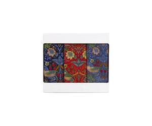 Purely Home Le Chateau Strawberry Thief Cotton Handkerchiefs - William Morris Textiles - Floral, Berries & Birds Linen Accessories Gift Set For Her/Him