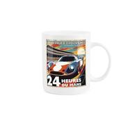 Purely Home Le Mans Mug - Grand Prix Retro Poster Style Race Car Gift/Present Cup - Tea/Coffee White Bone China Mug