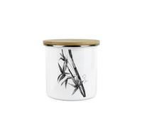 Purely Home Leaf Design Decaf Canister - By Rhiannon Chauncey - White Metal Enamel Medium Sized Kitchen Food Storage Container