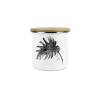 Purely Home Leaf Design Sugar Canister - By Rhiannon Chauncey - White Metal Enamel Medium Sized Kitchen Food Storage Container