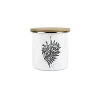 Purely Home Leaf Design Tea Canister - By Rhiannon Chauncey - White Metal Enamel Medium Sized Kitchen Food Storage Container