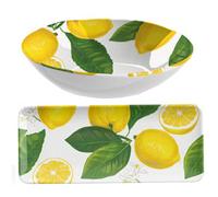 Purely Home Lemon Fresh 2 Piece Melamine Salad & Nibbles Serving Set