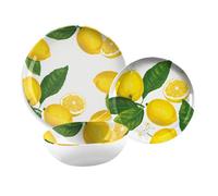 Purely Home Lemon Fresh 24 Piece Melamine Dinnerware Set For 8