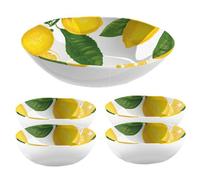 Purely Home Lemon Fresh Large Pasta Serve Bowl & 4 X Low Bowls
