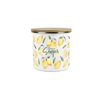 Purely Home Lemons Brown Sugar Canister - White Metal Enamel Medium Sized Kitchen Food Storage Container