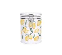 Purely Home Lemons Canister - White Metal Clip Lid Kitchen Storage Jar/Container Gift 700ml (13cm x 9.5cm)
