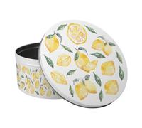 Purely Home Lemons Large Cake Tin - Summer Fruits & Flowers Themed Kitchen Gifts - Round Metal Storage Container For Baking 23 X 10Cm