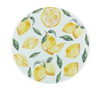Purely Home Lemons Round Worktop Protector - Textured Glass Chopping Board