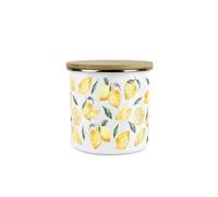 Purely Home Lemons Storage Canister - White Metal Enamel Medium Sized Kitchen Food Storage Container