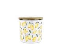 Purely Home Lemons Storage Canister - White Metal Enamel Medium Sized Kitchen Food Storage Container