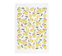 Purely Home Lemons Tea Towel - Large White & Yellow Citrus Fruits Panama Cotton Kitchen Dish Towel/Drying Cloth - 67cm x 45cm