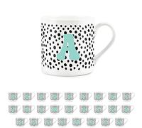 Purely Home Letter Initial Personalised Mugs - Spotty Alphabet Bone China Coffee/Tea Cups (A)