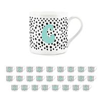 Purely Home Letter Initial Personalised Mugs - Spotty Alphabet Bone China Coffee/Tea Cups (C)
