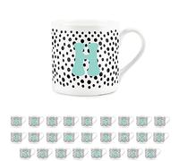Purely Home Letter Initial Personalised Mugs - Spotty Alphabet Bone China Coffee/Tea Cups (H)