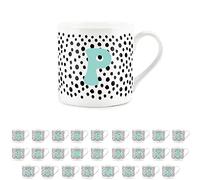 Purely Home Letter Initial Personalised Mugs - Spotty Alphabet Bone China Coffee/Tea Cups (P)